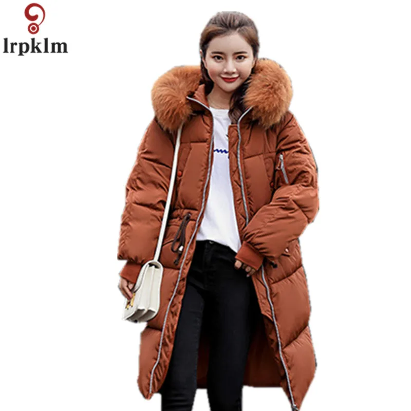 2018 зимние куртки женские выше колена длинные ватные парки для женщин большой