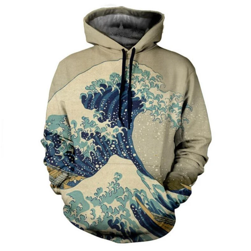 

Hot Sale Autumn Hoodies Men/Women Hooded Sweatshirts Sea Waves 3d print Unisex Thin casual Pullovers Tracksuits free shipping