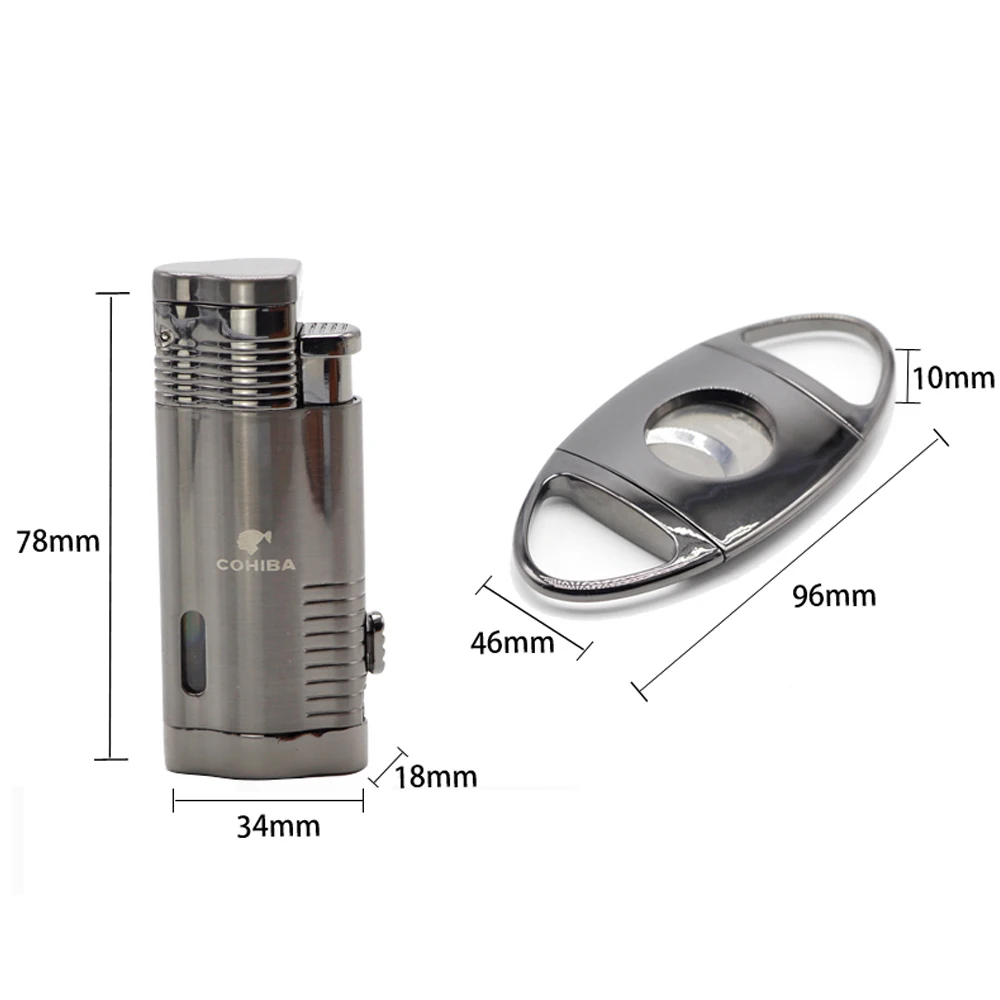 COHIBA зажигалка для сигар Jet Torch газовые зажигалки металлическая коробка резак
