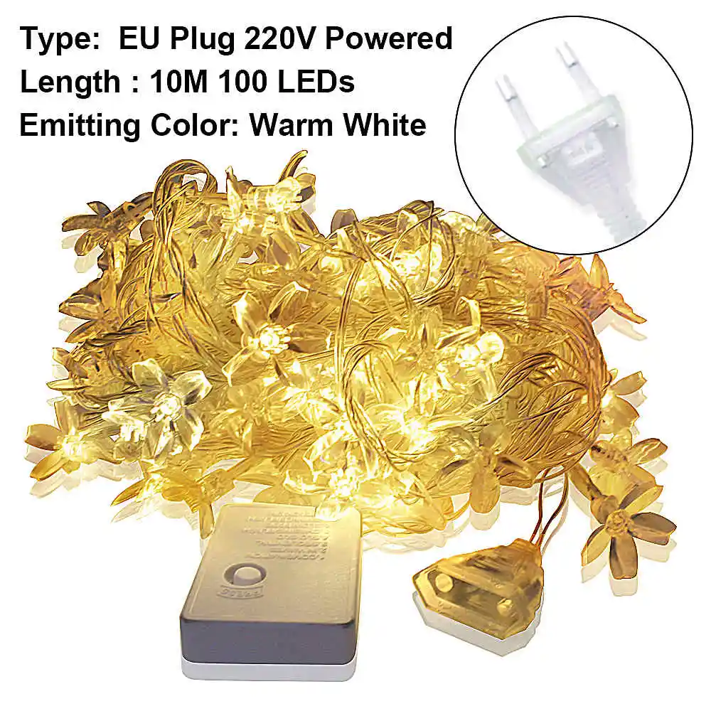 EU Fairy Lights 7 м 50 светодиодный светильник на солнечной батарее для украшения сада, дома, рождественские/вечерние цветы, USB светодиодный Сказочный светильник, Солнечная лампа для улицы, водонепроницаемая - Испускаемый цвет: EU Fairy Lights