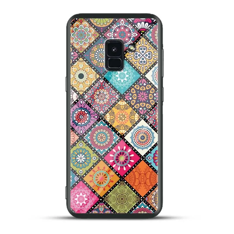 Cute Tempered Glass Case For Samsung Galaxy A5 A6 A7 A8 2018 A6plus A8plus A8star A9star S7 Edge Cases Soft TPU Cover |