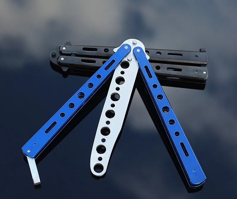 Крутой черный металлический тренировочный нож-бабочка Balisong, тренировочный складной нож, унылый инструмент для кемпинга cs go