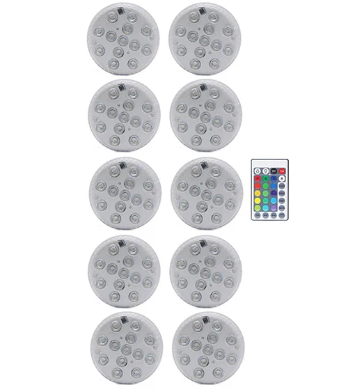 10 светодио дный LED Дистанционное управление RGB погружной свет батарея работает подводный ночник открытый ваза чаша вечерние украшение - Испускаемый цвет: 1 controller 10 Lamp
