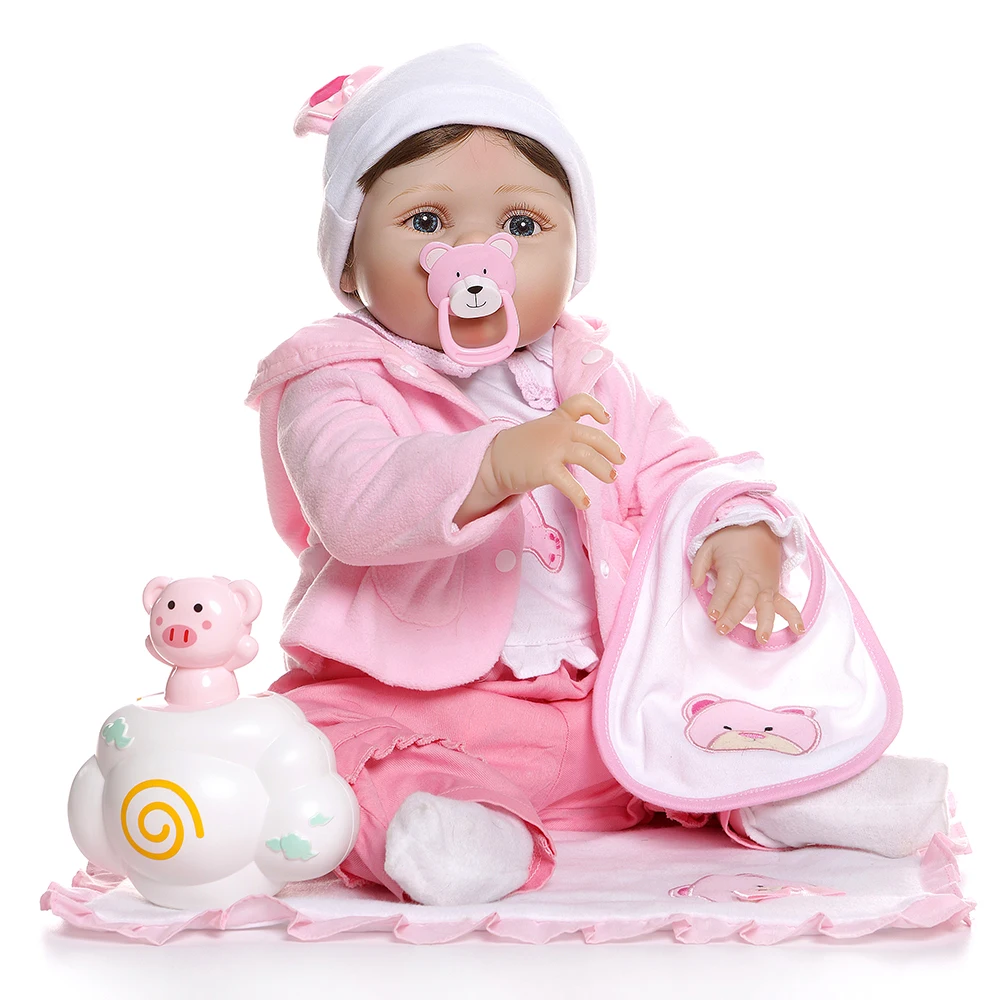 

Полный Силиконовый Reborn Baby 48 см виниловое тело Реалистичная девочка кукла Ванна игрушка милая кукла-младенец menina Рождественский подарок для...