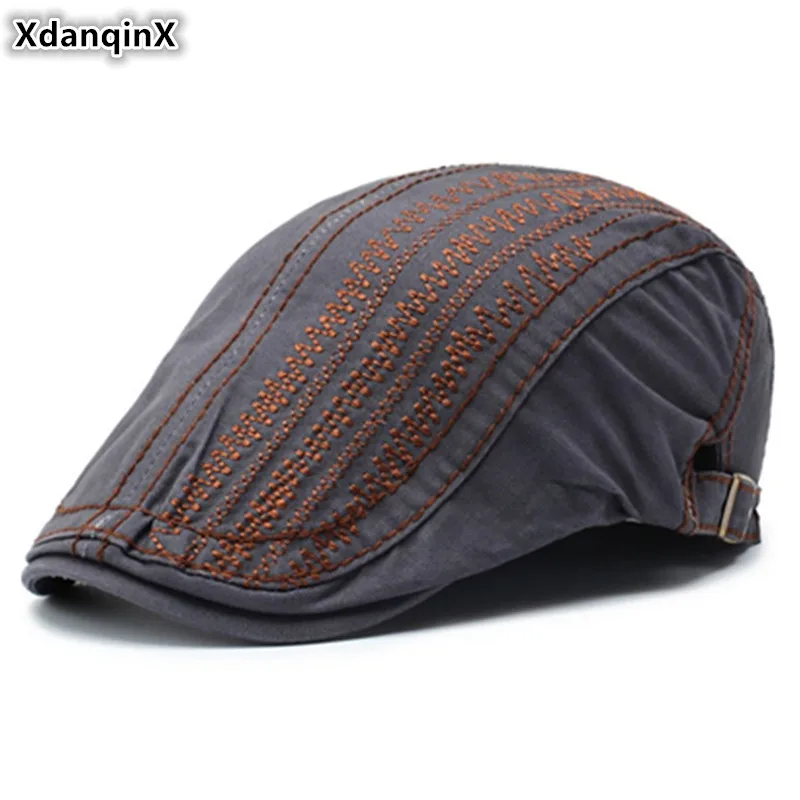 

XdanqinX Snapback Cap New Men's Cotton Berets Unisex Adjustable Head Size Hip Hop Hat Women's Personality Fashion Tongue Caps