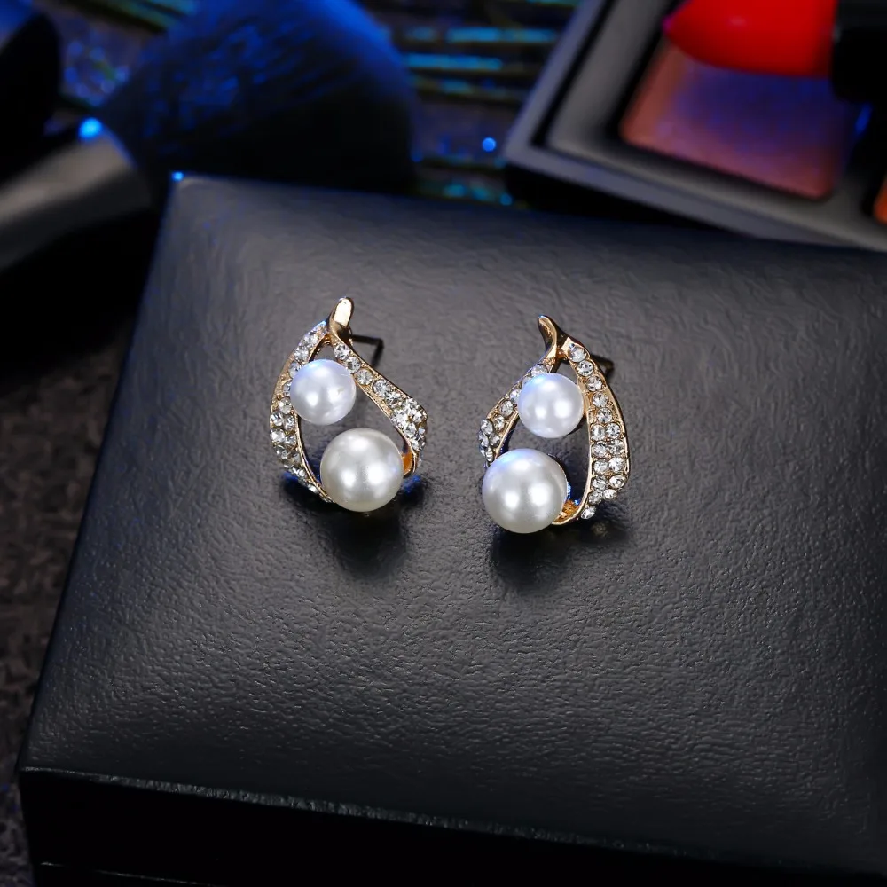 FAMSHIN Bijoux роскошный двойной комплект украшений из искусственного жемчуга для женщин Модный Дубай Кристалл ожерелье серьги свадебный подарок