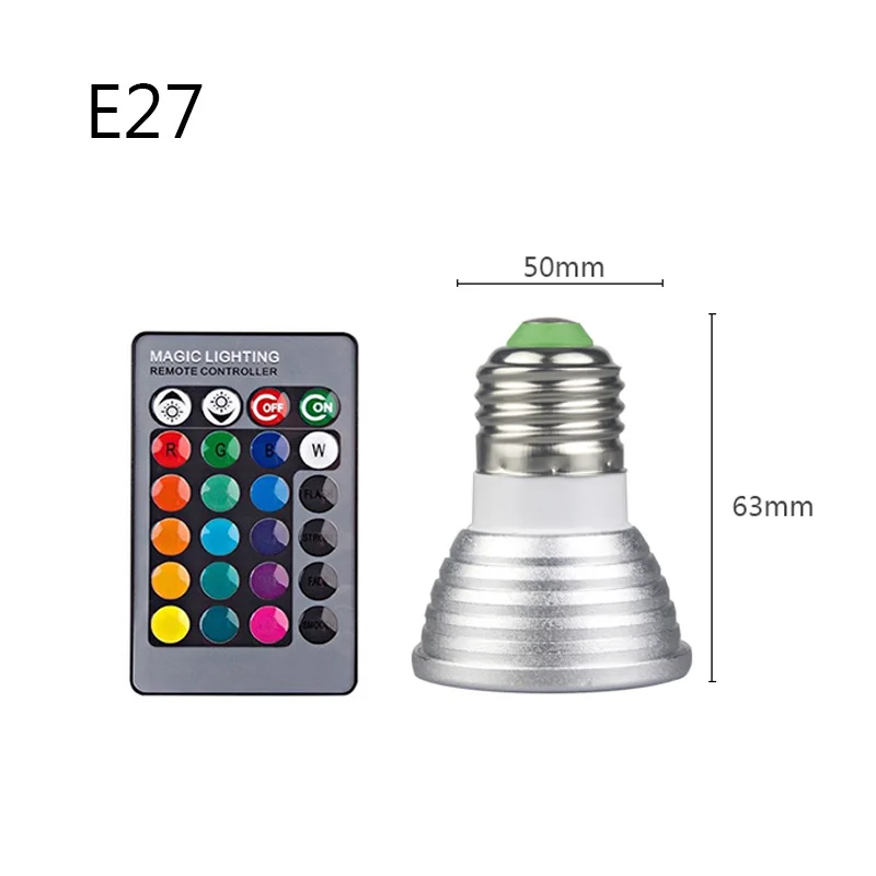 16 изменяемый цвет RGB светильник лампочка E27 E14 RGB Светодиодный точечный светильник лампа GU10 MR16 3W 85-265 V/12 V украшения дома ИК-пульт дистанционного управления - Испускаемый цвет: E27 3W AC85-265V C