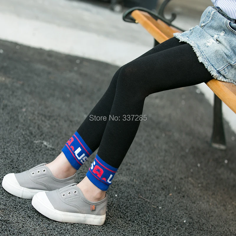 Весенние хлопковые леггинсы для девочек детские штаны с вышивкой алфавита