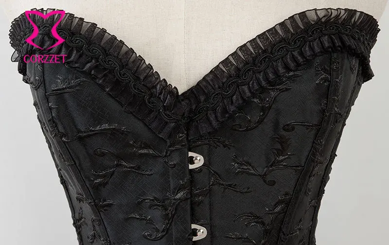 Корсет из жаккардовой стали черный корсет с костями гофрированной отделкой в