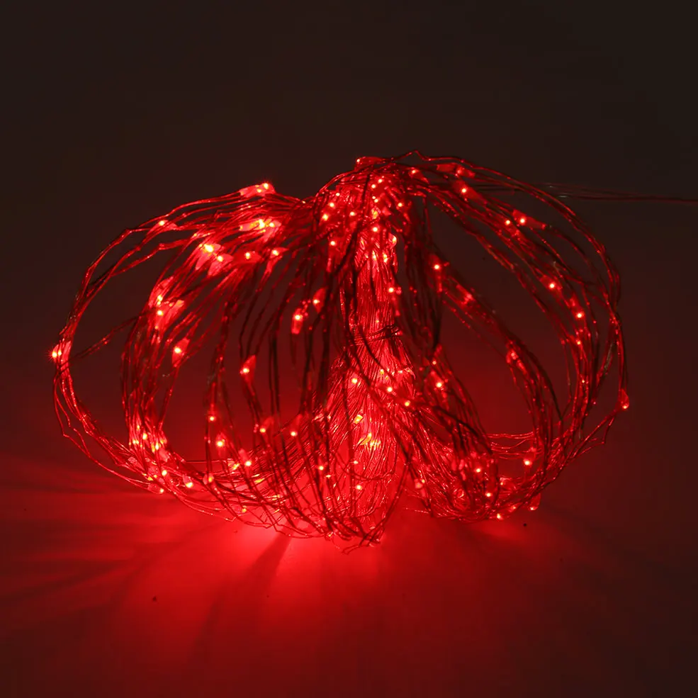 10 шт. Солнечный красный свет 15 М 150LED медный провод наружная гирлянда Сказочный