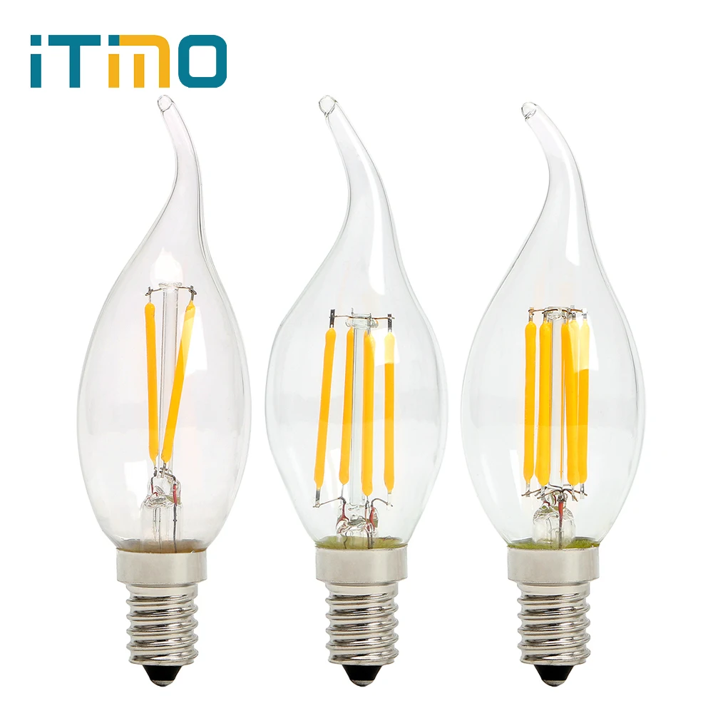 ITimo E14 C35 Светодиодная лампа Эдисона накаливания Свеча Теплый белый хвост форма