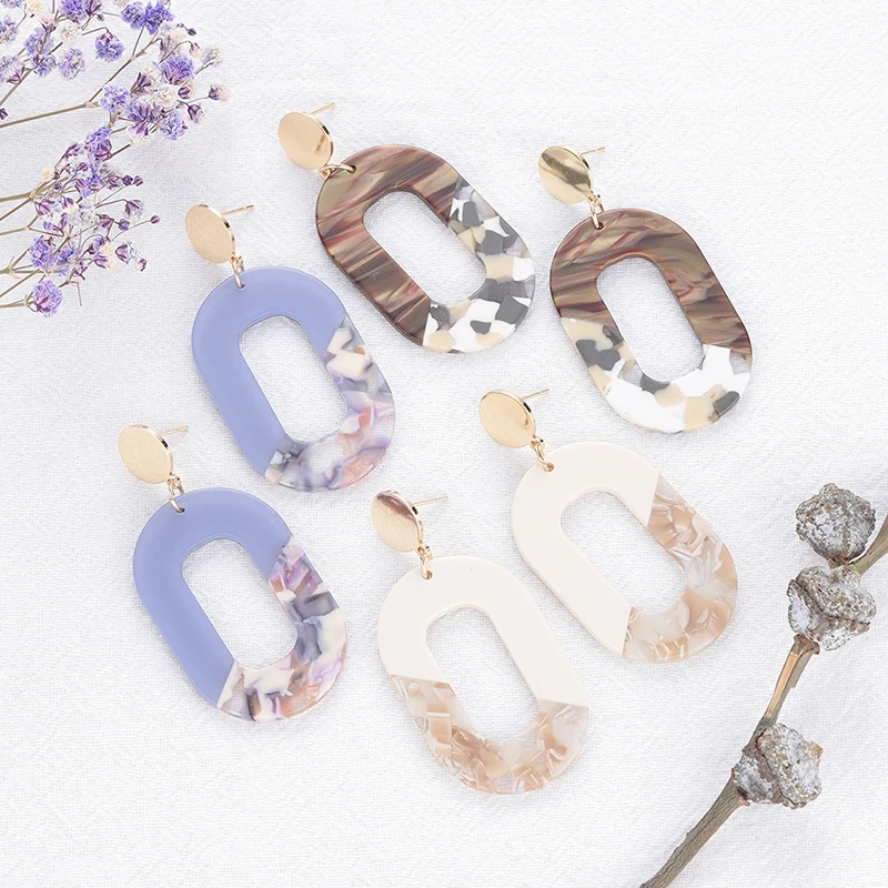 Модные Акриловые Черепаховые серьги многоцветные Уксусные Серьги C формы