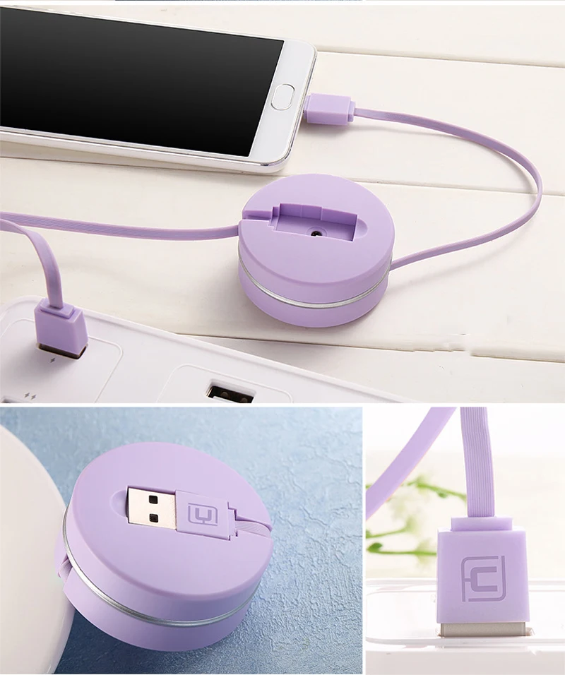 New Fashion Retractable Micro USB Cable Mobile Phone Data Charger Cables for Huawei Xiaomi Candy colors 1m Fast Charging | Мобильные