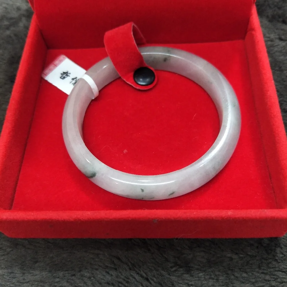 

Zheru Jewelry Natural Jadeite Bracelet Natural Pale Green + Blue 54-62mm Female Princess Bracelet A Certificate of Class