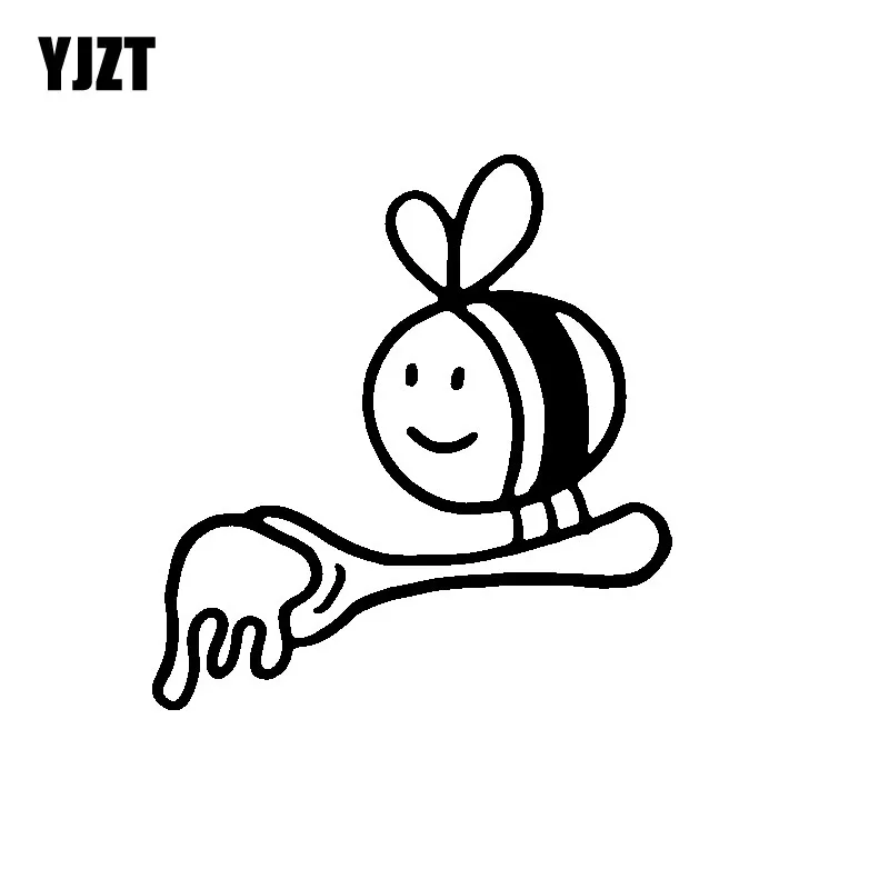 

YJZT, Ослепительная Минималистичная виниловая наклейка 14 см * 15 см с изображением милого мультяшного меда и пчелы, милая наклейка для автомоби...