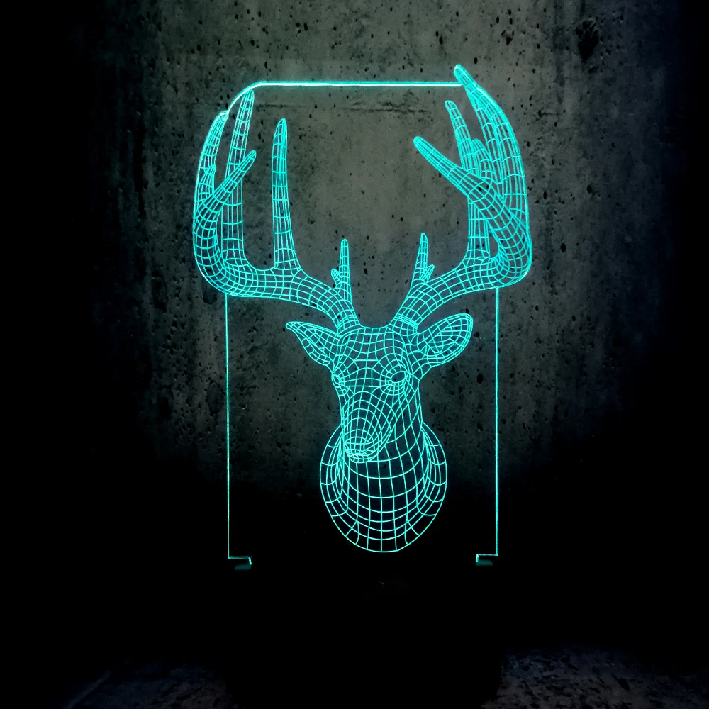 Горячая продажа ретро животное олень Олень Wapiti 3D LED USB лампа 7 видов цветов