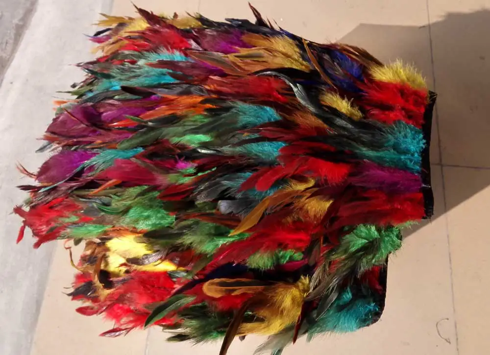 Бесплатная доставка 45 см многоцветный петух перо юбка двухслойная ткань