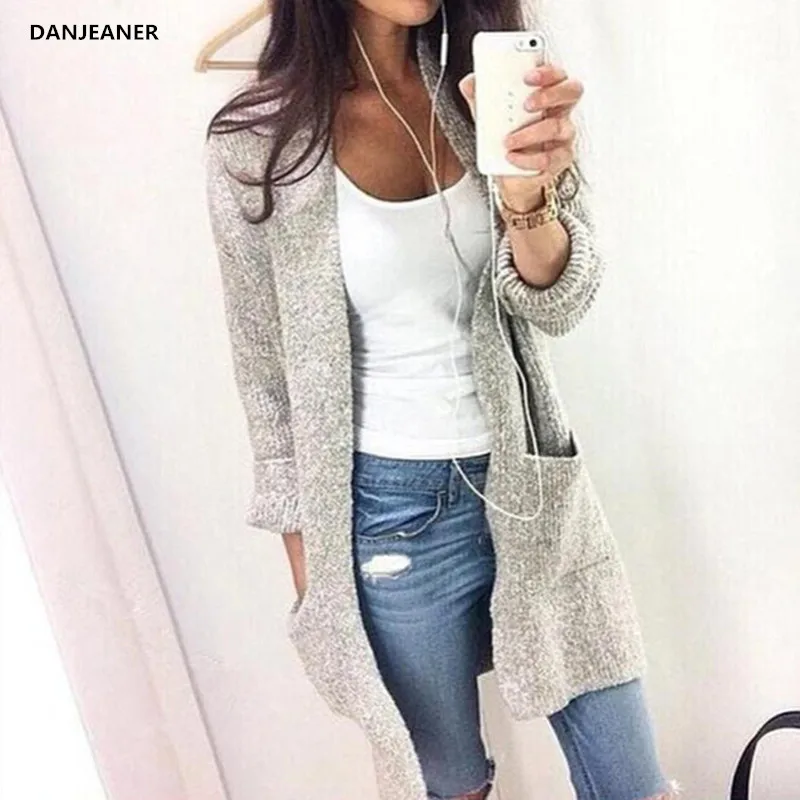 Danjeaner Autumn Winter Fashion Women Long Sleeve Loose Knitting Cardigan Sweater Womens Knitted Tops Female Pull Femme |
