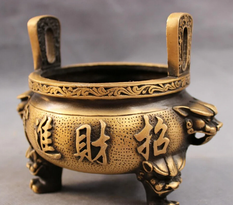 song voge gem S3023 Tibet Bronze Buddhism Lion Head Statue Zhao Cai Jin Bao Incense Burner Censer | Дом и сад