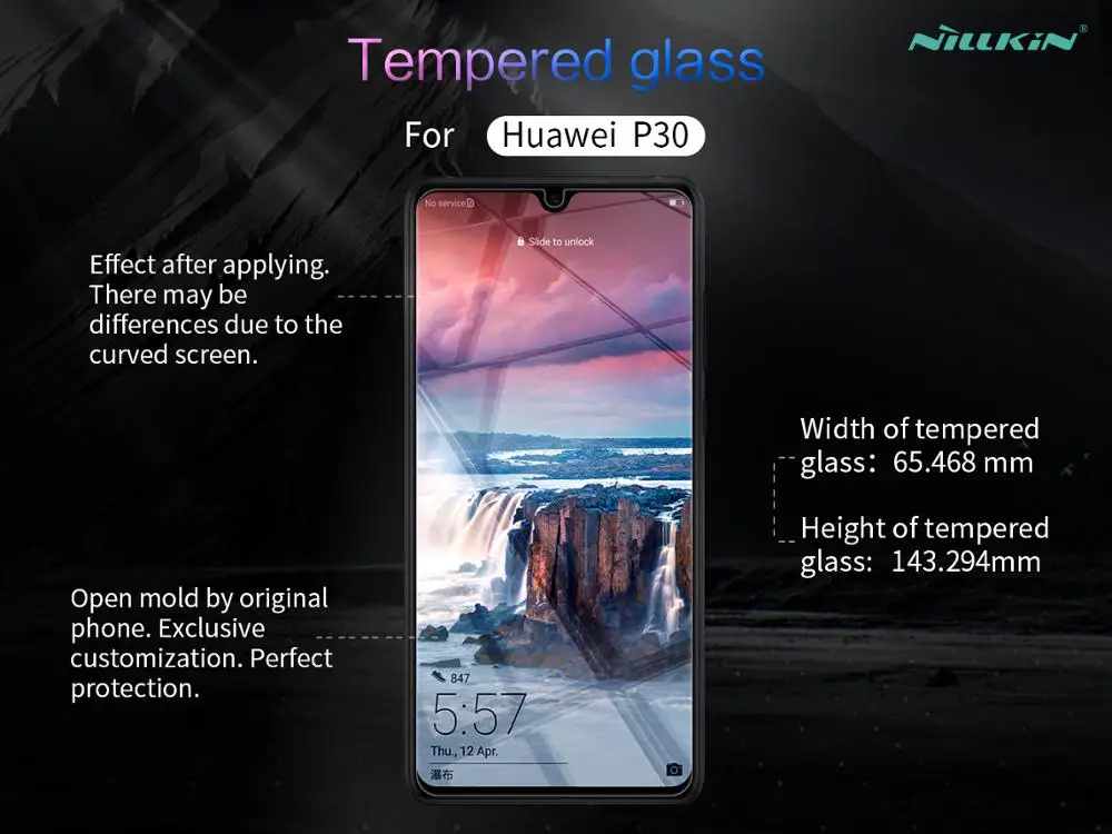 Закаленное стекло Nillkin для Huawei P30 Amazing H + Pro Nano Противоударная жесткая защитная