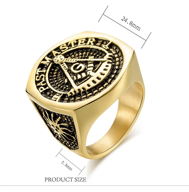 Мужское винтажное масонское кольцо ARMNVNV Ювелирное в стиле панк из нержавеющей