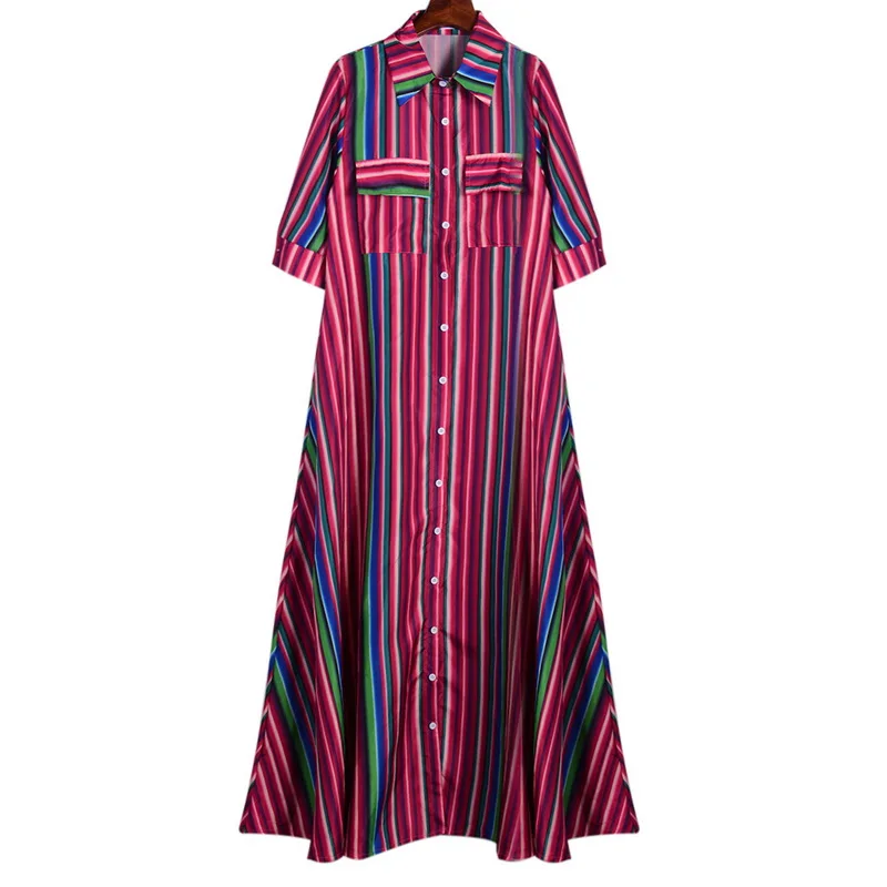 Хит, женское летнее пляжное макси платье, туника, Vestidos, сексуальный сарафан с высоким разрезом, длинное, цветное, в полоску, с принтом, вечерние платья, Robe De Plage