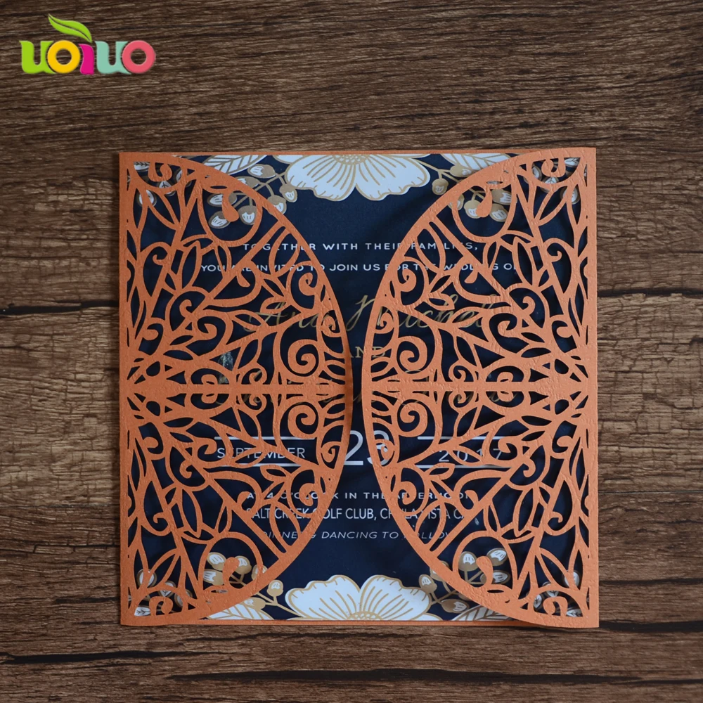 Цвет металлик синий 10 шт. образец лазерная резка свадебные пригласительные