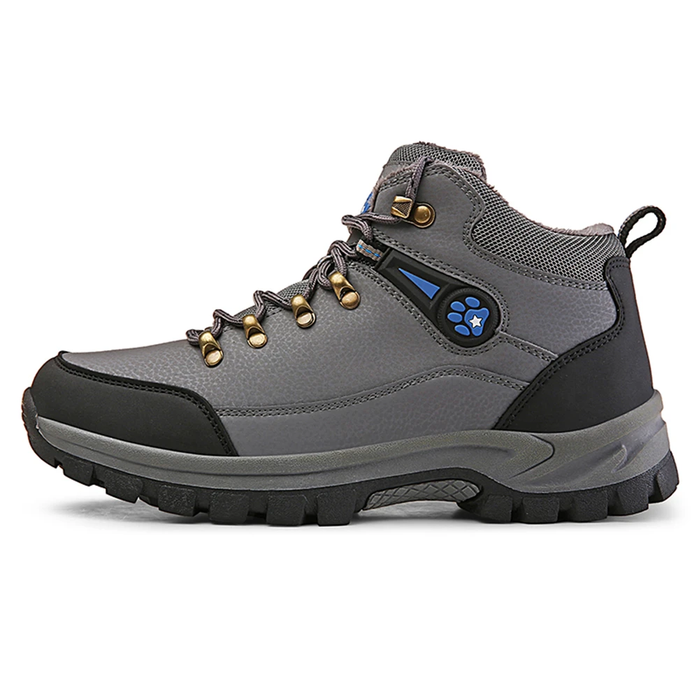 Plus Size 39-48 Winter Men Sneakers Genuine Leather Warm Plush Casual Shoes Outdoor Sport For Grey Black | Обувь
