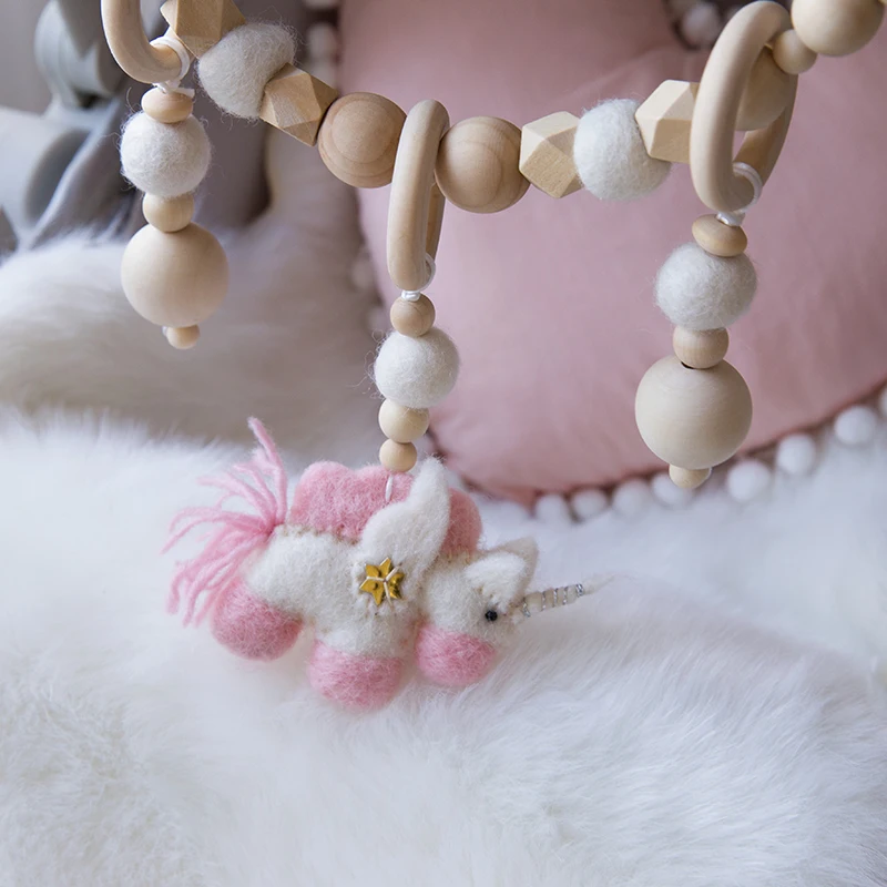 1PC Baby Rattle Wood Bird Pacifier Chain Pram Cart Wool Ball Chain Holder Handmade Stroller Accessories For 0-12 month Baby Toys