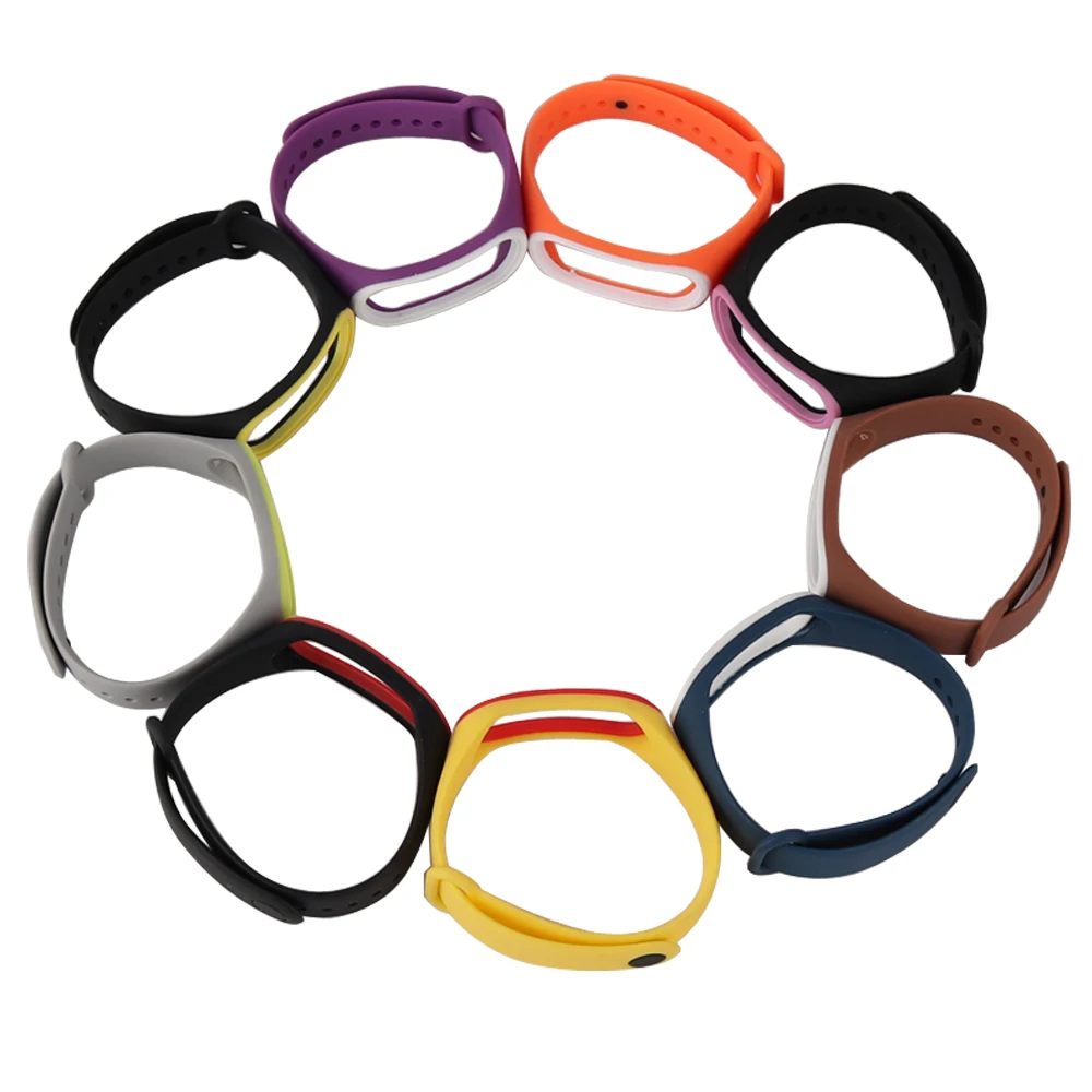 Двойной Цветной ремешок Mi Band 3 силиконовый браслет с защитой от потери Сменные