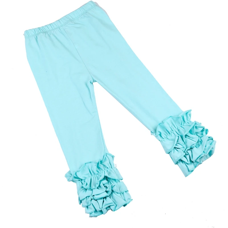 Sky blue Новые хлопковые леггинсы для малышей мягкий удобный детский штаны леггинсы с тройными оборками для девочек, штаны ярких цветов для маленьких девочек, размер s 29 - Цвет: Sky blue