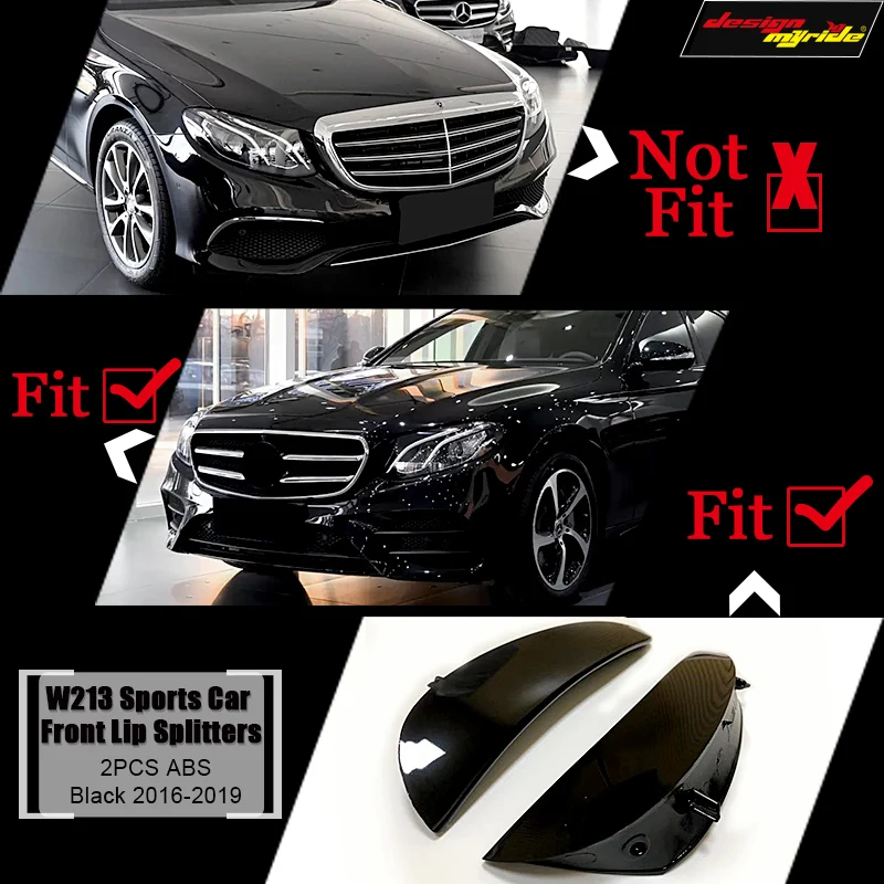 W213 2 шт черный передний бампер для губ Splitter Air Flow Vent ABS Материал Авто Стайлинг E Class