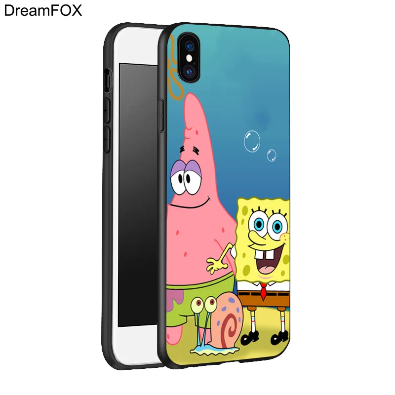 DREAMFOX K208 Sponge Pants Black Soft TPU Silicone Case Cover For Apple iPhone 11 Pro XR XS Max X 8 7 6 6S Plus 5 5S 5G SE |