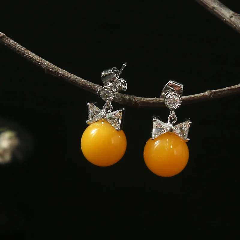

Natural gemstones handmade by the designer Yellow candy stylish chic new silver earrings