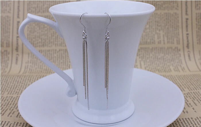 Новое поступление модные длинные серьги-гвоздики с кисточками из стерлингового