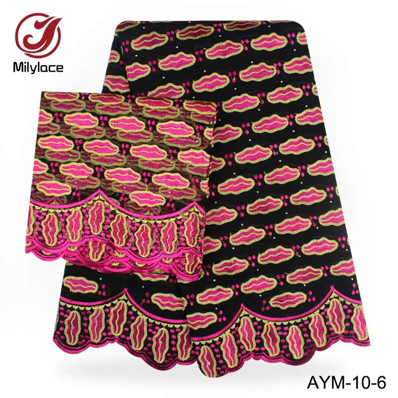 

High class wax lace fabric with shinestones nice pattern french tulle lace fabric AYM-10