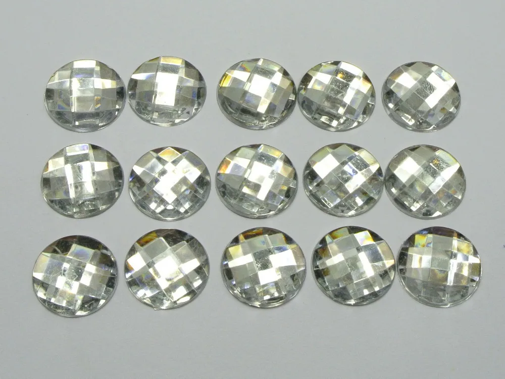 100 прозрачных акриловых граненых круглых камней 16 мм без отверстия | Украшения и