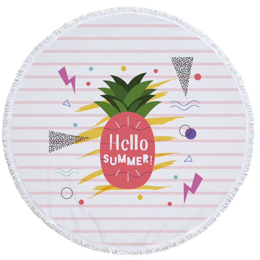 

Tropical Plant Pineapple Multifunction Round Beach Towel for Adult Microfiber Printed Terry Cloth Beach Towels With Tassels