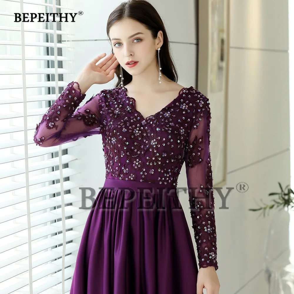 Robe De Soiree длинное вечернее платье с кружевным корсетом элегантное винтажное платье с длинными рукавами для матери невесты с разрезом Новинка
