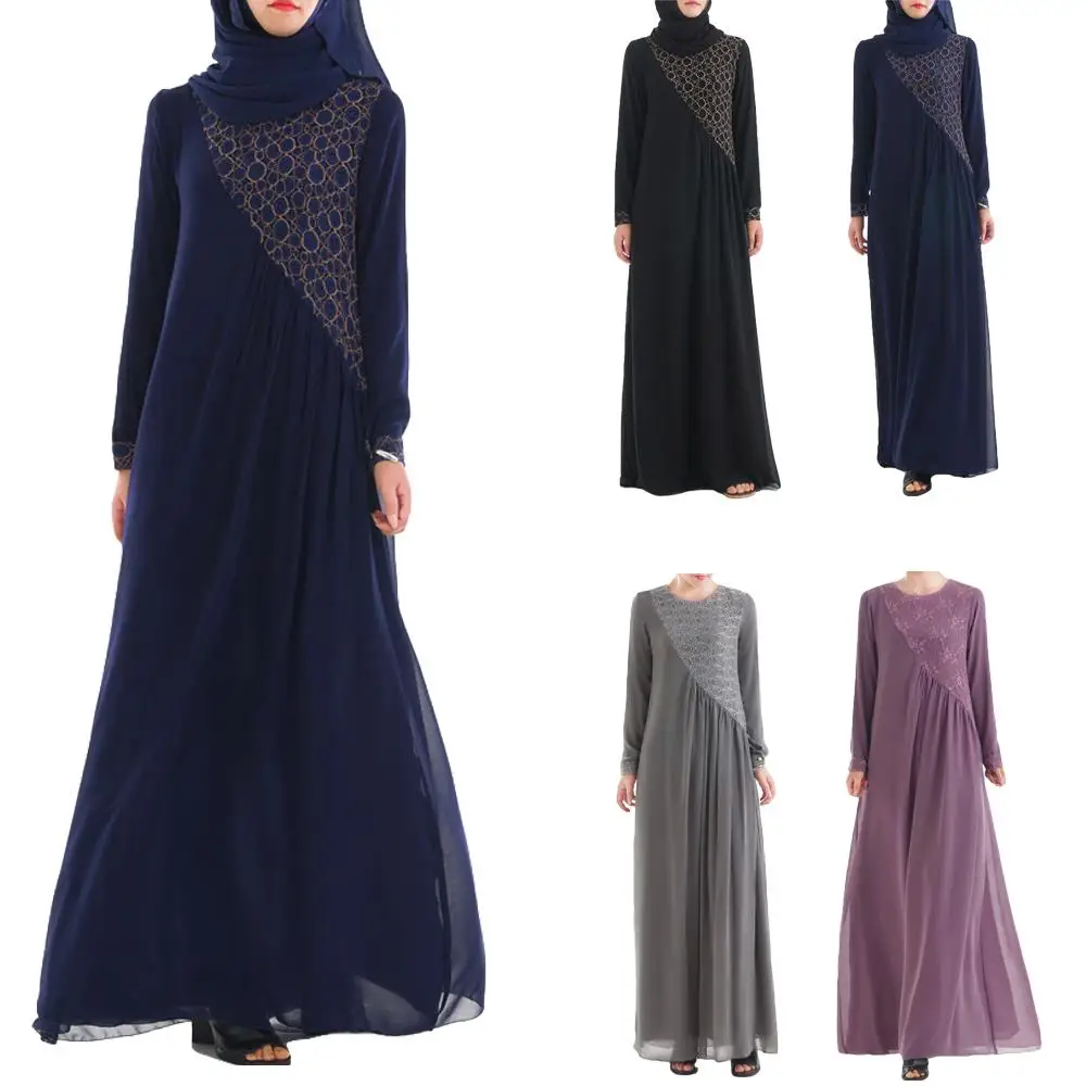 Женское мусульманское кружевное платье abaya кимоно кафтан мусульманская одежда