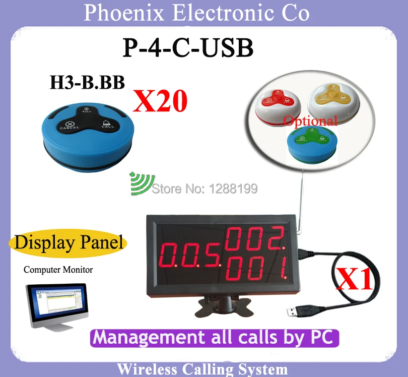 Беспроводной Ресторан вызова официанта Системы с 1 Дисплей k 4 c и 20 пейджер