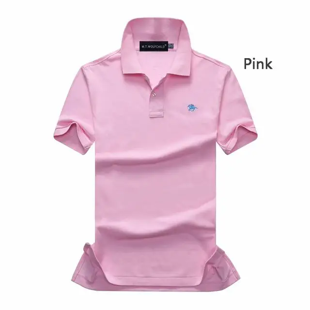 pink Хорошее качество, лето, мужские рубашки поло с коротким рукавом, хлопок, повседневные мужские рубашки поло с маленькой лошадкой, модные тонкие мужские топы - Цвет: pink