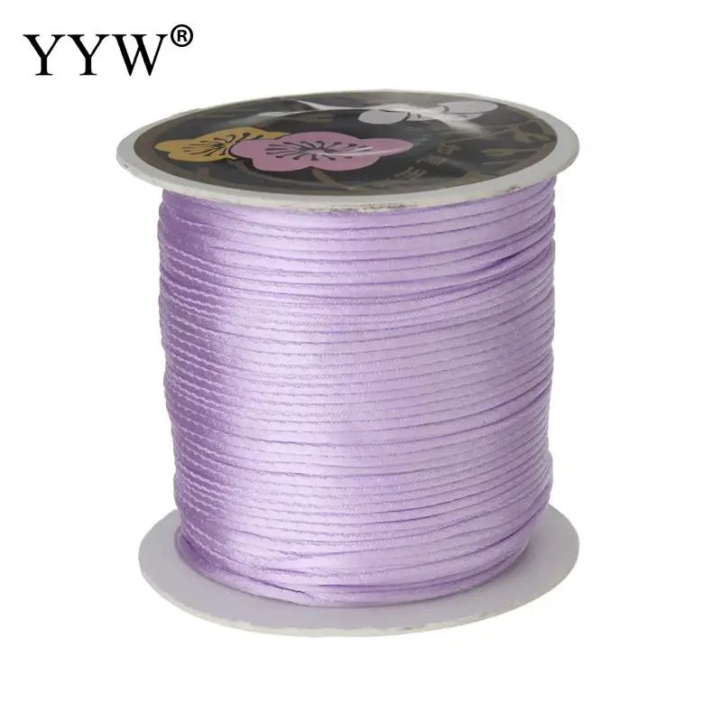 light purple Катушка из нейлона черного цвета китайский атласный Шелковый узел макраме шнур Бусины Европейский плетеный провод 1 мм 70 м/катушка - Цвет: light purple