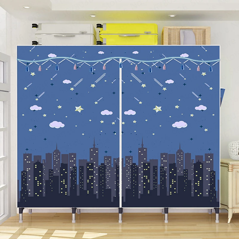 Шкаф со стальной рамой простой шкаф для хранения одежды дома современный