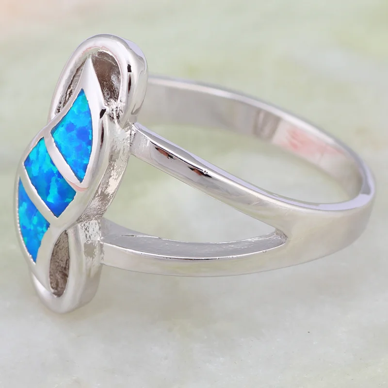 

Party Rings New Statement Rings For Women Blue Fire Opal Ring Silver Color Jewelry Gift Ring Size 5 6 7 8 9 R484