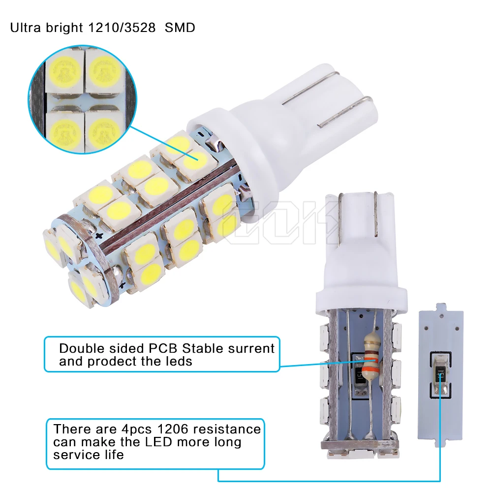 2 шт. Автомобильные светодиодные лампы T10 W5W 194 168 smd 3528 1210|w5w 2pcs|car lightlight bulb |
