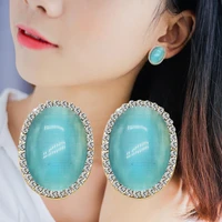 geometric ball opal stud earrings for women fashion brand egg pearl earring classic vintage party girls jewelry for gifts
