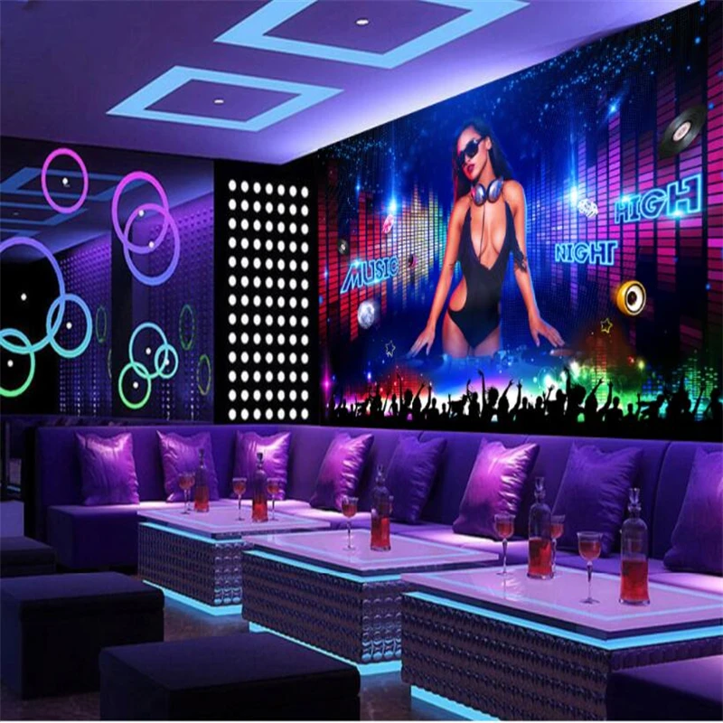 Пользовательские обои для ночного клуба DJ beauty bar KTV оснастка фон украшение стены
