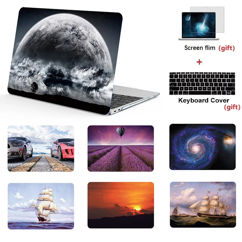 Жесткий чехол для ноутбука с принтом + Apple Macbook Air Pro Retina Touch Bar & ID 11 6 12 13 3 15