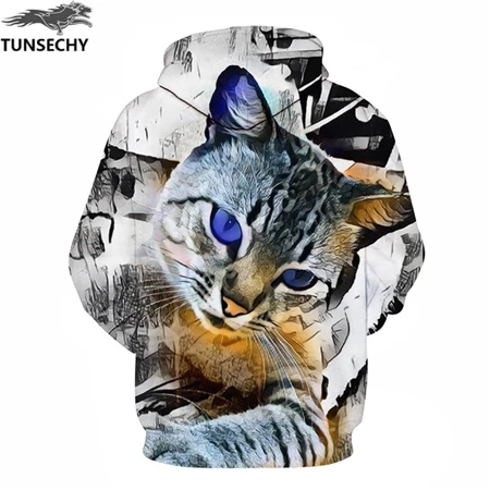 TUNSECHY модные осенне-зимние мужские толстовки со шляпой, 3D принт с деревьями, толстовки с капюшоном, опт и розница